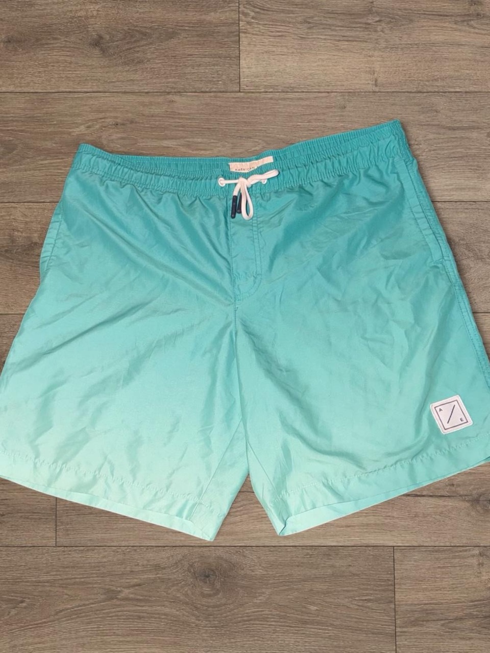 American Eagle Men’s Aqua Swim Trunks Drawstring Board Shorts